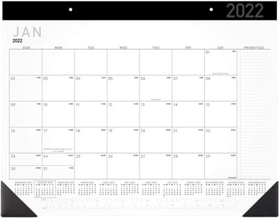 Bureaukalender 2022 - Maandelijkse planner - Organiseren van afspraken - Inktdoorbraak weerstand - 21 3/4 x 17 inch - Eigentijds