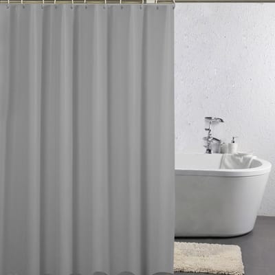 Effen douchegordijn - Waterdicht PEVA douchegordijn - Inclusief haken - Schimmelwerende douchegordijnvoering -Grijs, breedte 80 × hoogte 180 cm