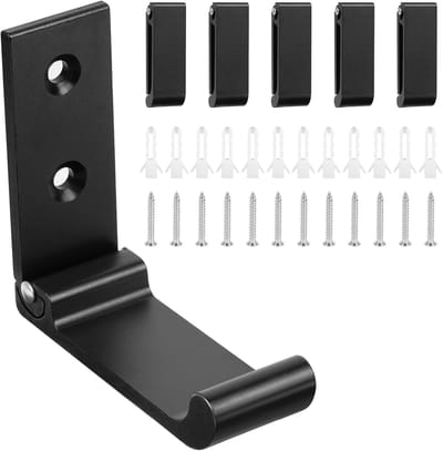 6 stuks garderobehaken, kledinghaken om te schroeven, haken voor akoestische panelen, slaapkamer, woonkamer, badkamer, wandhaken voor jassen, hoed, garderobe, metaal, 7,5 cm, zwart