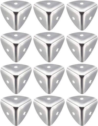 SnelShoppen - 25mm Metaal Hoekbeschermers voor Tafel en Kantoor - Rvs Hoekbeveiliging - 4mm Montagegat - 8x4mm Spijkers - Duurzaam en Eenvoudig te Ins