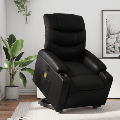 vidaXL - Sta-op-massagestoel - elektrisch - kunstleer - zwart