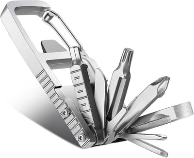 Multitool Sleutelhanger 12-in-1 van RVS, Vouwbare EDC Gadget, Inclusief Schroevendraaiers, Flessenopener en Reparatiewerkzeug, Handige Tools en Cadeaus voor Mannen