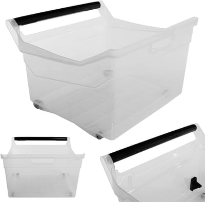 KADAX Opbergdoos met wielen, opbergdoos van kunststof met handgrepen, transparant (29 l)