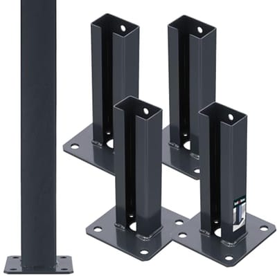 KOTARBAU® 4 Stuks Paalhouder, Poedergecoat Staal, Paalvoet, 60 x 40 mm, om te Schroeven, Graphiet, Paalsteun, Weerbestendig