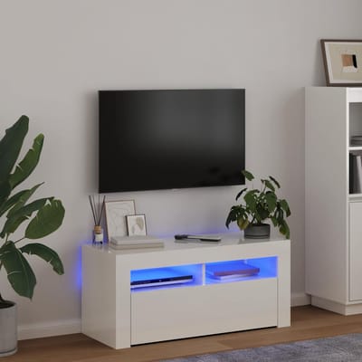 vidaXL - Tv-meubel - met - LED-verlichting - 90x35x40 - cm - hoogglans - wit