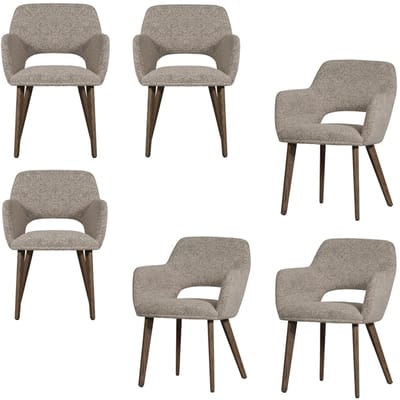 WOOOD Murat Eetkamerstoelen Houten Bruine Poot - Naturel - Set van 6