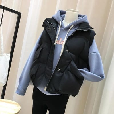 Dames Herfst en Winter Nieuwe Koreaanse Versie Losse Bovenkleding Vest Vest Vest Veelzijdige Jas Dameskleding 3XL gray
