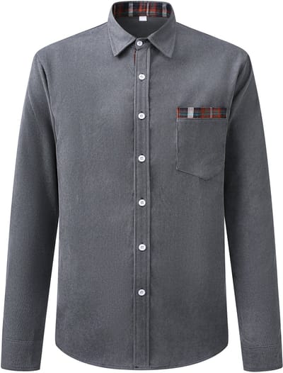 ALLTHEMEN Heren Tweekleurig Langarm Casual Overhemd met Reverskraag - Corduroy - S