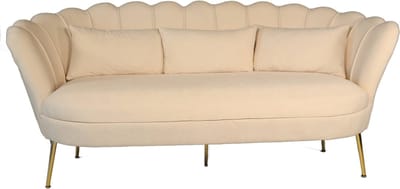Zitbank Belle 3 zits velvet crème 180cm stof bankstel zetel