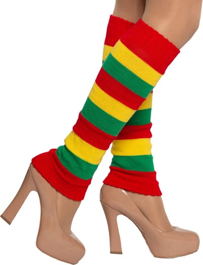 Partychimp Beenwarmers voor bij Carnavalskleding Dames Carnaval Accessoires Verkleedkleren Volwassenen - Rood/Geel/Groen- Katoen/Polyamide/Elastaan - One-Size