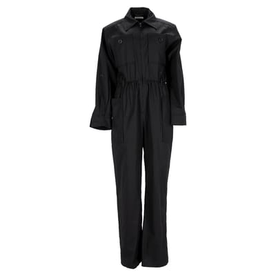 Saint Laurent jumpsuit met lange mouwen en riem in zwart katoen