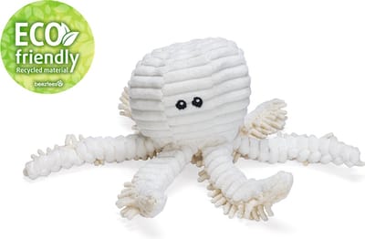 Beeztees Eco Honden Knuffel Octopus Okki - Honden speelgoed - Zonder piep - 100% gerecycled - Beige - 26x13x13 cm