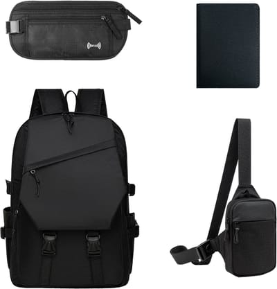 Multifunctionele reisrugzakset, driedelige antidiefstalset | Rugzak + RFID-blokkerend etui + telefoonhouder | Antidiefstalbescherming voor op reis en woon-werkverkeer