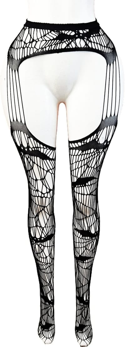 BamBella ® - Panty -Onesize - open kruis hoge kousen broek Dames - Onesize - sexy Erotische lingerie van kant zwart