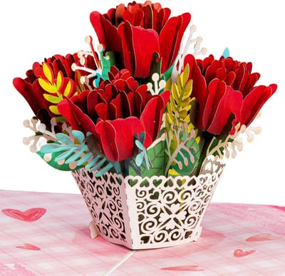 3D Pop-Up Kaart - Wenskaart Bloemen - Speciale Gelegenheid - Handgemaakt Ontwerp - 5 x 7 inch - Rozen Design