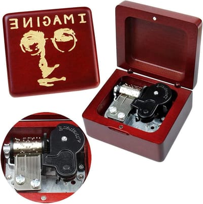 Houten Muziekdoos - Decoratief Geschenk - Muziek Afspelen - Premium Kwaliteit Beweging - 7.1 x 6.7 x 4 cm - Rood