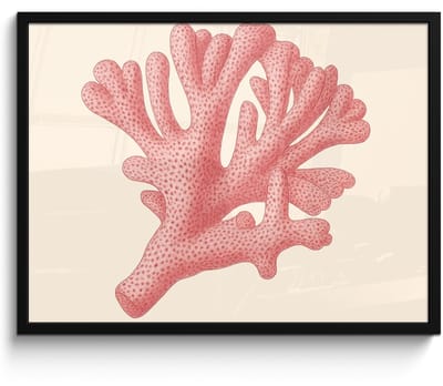 Poster in lijst - Fotolijst 70x50 cm - Posters - Koraal - Stipjes - Roze - Posterlijst zwart - Decoratie - Wanddecoratie woonkamer - Muurdecoratie slaapkamer