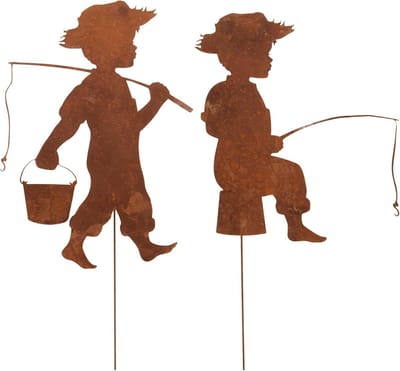 Tuinsteker Roestvissers - Decoratieve stekers - Tuin Decoratie - Set van twee - 40-45 cm - Metaal