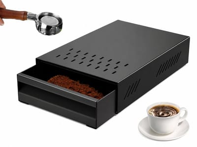 VHV - Uitklopbak - Afklopbak - Uitklopbak lade - Espresso accessoires - Koolstofstaal - Antislip - Voor koffiemachine en barista - 35CM - Zwart