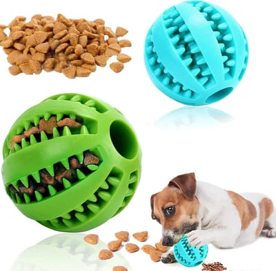 Hondenbal 5 Cm - 2 Stuks - Honden Speelgoed - Snackbal Hond - Hondenspeeltjes - Kauwspeelgoed Hond - Hondenspeelgoed - Honden Speelgoed Intelligentie - Groen+Blauw