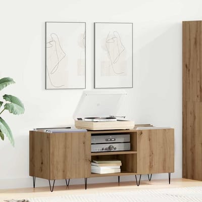 vidaXL Platenkast met plank met opslag Artisan Eiken 121 x 38 x 48 cm