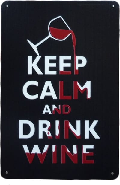 Keep calm drink wine - Wijn decoratie - Wijnbord - Metalen wandbord - Wijn cadeau pakket - Wijn cadeau - Wijn cadeau setje - Tekstbord - 20 x 30 cm