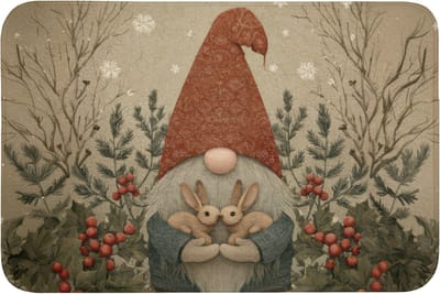 Badmat 90x60 cm - Antislip - Kerstgnome - Konijntjes - Kleurrijk - Badmatten voor badkamer - Badkamermat - Douchemat - Badkamer mat