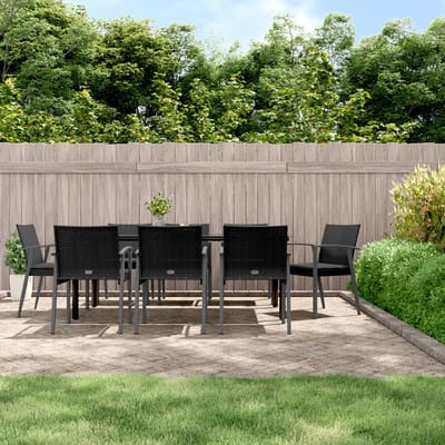 vidaXL - 9-delige - Tuinset - met - kussens - poly - rattan - en - staal