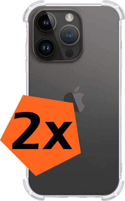 Hoes - 2 Stuks - Geschikt voor Apple iPhone 15 Pro - Sterk & Shockproof - Siliconen Case - Back Cover - Telefoon Hoesje Shock Proof - Transparant
