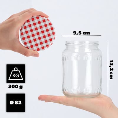 KADAX Inmaakpotten, jampotten, 720 ml, inmaakpotten met schroefdeksel, potten met schroefsluiting, voorraadpotten om in te leggen (rood geruit, 8 stuks)