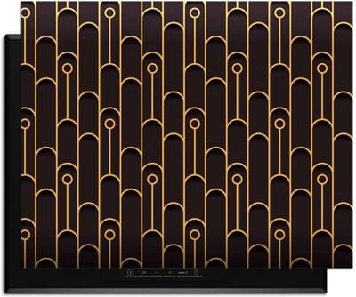 KitchenArt - Golden Arc – Inductie Beschermer - 76x51.5 cm - Kookplaat Beschermer - Luxe Afdekplaat Inductieplaat - Anti-slip & Oprolbaar - Beschermmat Inductiekookplaat