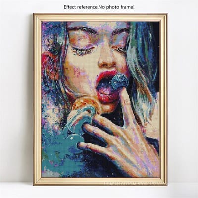 Point de Croix Affichage Complet Portrait 5D DIY Peinture Broderie Diamant Fille Colorée Rond Complet 20X30CM