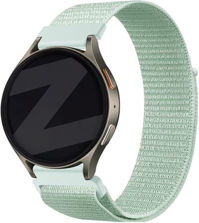 Bandz Smartwatch bandje 20mm nylon 'Easy fit' met klittenband - geschikt voor Samsung Galaxy Watch 4 / 5 / 6 / 7 (Classic / Pro) / 3 - 41mm / Active - 40 & 44mm / FE - Amazfit GTS 1-2-3-4 - Polar Ignite / Unite / Pacer (lichtgroen)