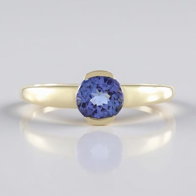 Cavill - Gouden Ring - 9K Geel Goud - AAA Tanzaniet 0,999 ct - Elegant Luxe Rond Sieraad - Ringmaat 18 19 20