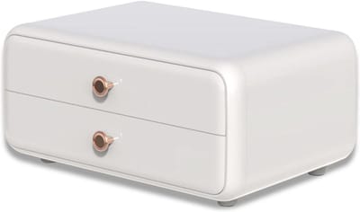 Draagbare Make-up Organizer met Stofdicht Deksel en 2 Lades - Wit