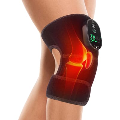 Draadloze Verwarmende Kniebrace Multifunctionele Verwarmde Kniebeschermer Schouder Elleboogbeschermer Warmtecompressie Apparaat 6-snelheden Verwarming USB Opladen black