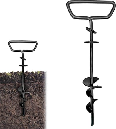 Grondanker Hond - Hondenanker Grondpen - Veilig Bevestigen - Ergonomisch Handvat - 32 cm - Zwart