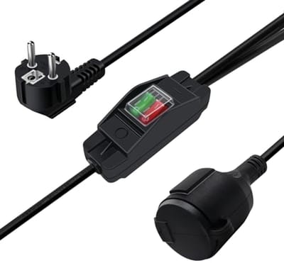 Elektrische Schuko Verlengkabel met Schakelaar - 1,5 m, 16 A, 250 V, Dubbel Stopcontact, IP44, Voor Binnen en Buiten