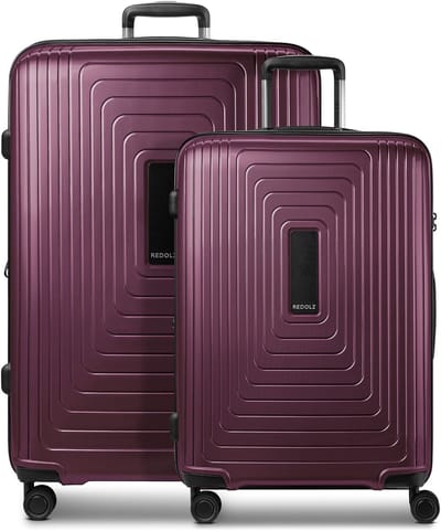 Redolz Essentials 14 Kofferset met 4 wielen, M+L, met uitbreidingsplooi - Harde bagage - TSA slot - aubergine metallic