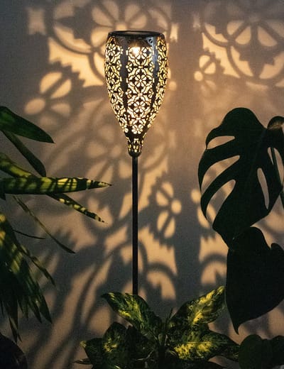 Solarlamp tuinlamp solar patio oplaadbare solarlamp voor buiten, metaal glas, grondspies, 1x LED warm wit, DxH 11x90 cm