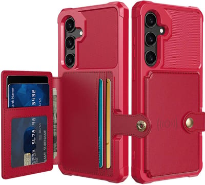 Portemonnee Hoesje Geschikt voor Samsung Galaxy A37 - Back Cover met Pasjeshouder - Telefoonhoesje voor Pinpas - Kaarthouder op Achterkant - Case met Magneet Rood