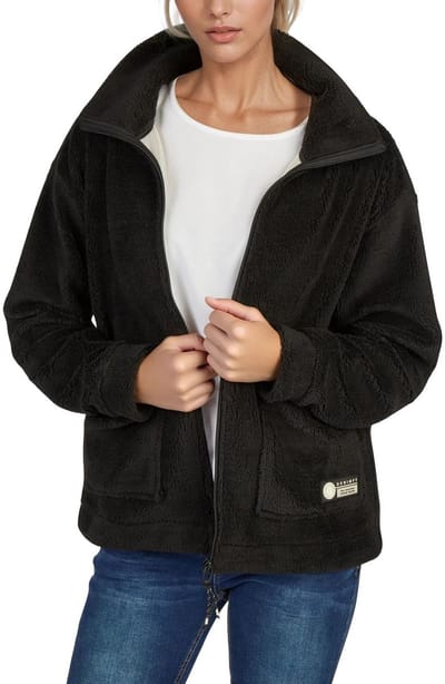 DENIMFY Dames Jas DFKira regular fit Zwart S Volwassenen dames fleecejack - overgangsjas