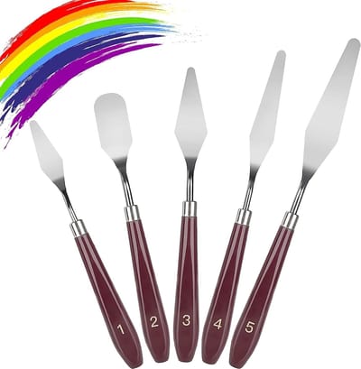 Set van 5 Paletmessen voor Schilderen - RVS Spatula's voor Olieverf, Aquarel en Gouache Schildertechnieken