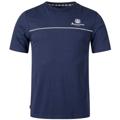 Aquascutum Heren T-Shirt met Piping Detail (Marineblauw)