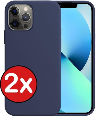 Hoesje - 2 Stuks - Geschikt voor Apple iPhone 13 Pro - Sterk & Shockproof - Telefoonhoes - Back Cover - Case Siliconen - Telefoon Hoes - Donkerblauw