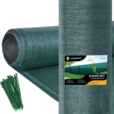 Springos Zichtbreeknet - Zichtdoek - Privacynet - Schaduwdoek - Rol 1,5 x 10 m - 63 % Schaduw - 65g/m² - Groen