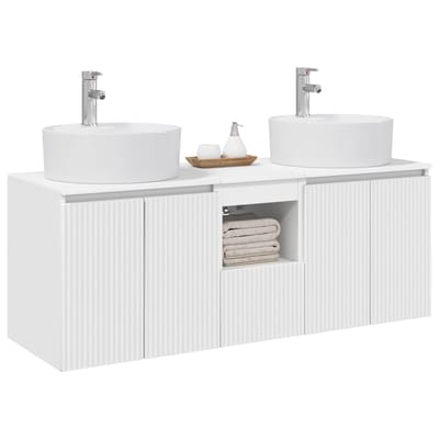 vidaXL - Badkamerkast - set - 3 - st - Wit - 49,5 - x - 44,5 - x - 65 - cm - Bewerkt - hout