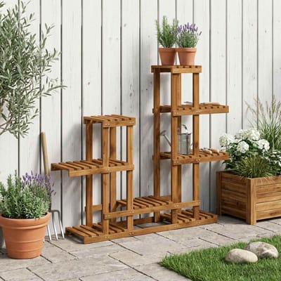 vidaXL - Plantenstand - Naturel - 118 - x - 25 - x - 96,5 - cm - Massief - Acacia - Hout