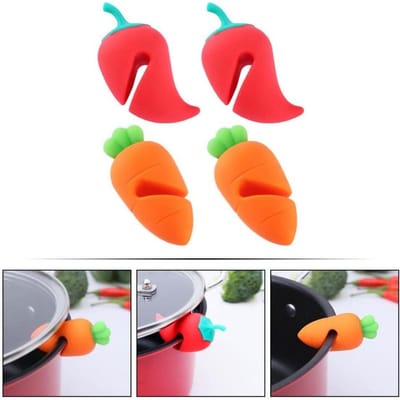 longziming -Siliconen Potdekselheffer - Dekselhouder - Keukengadget - Stoomregelaar - Overkookbescherming - Food-Grade Siliconen - Creatief Design - Veilig Koken - 4 Stuks