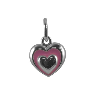 New Bling 9NB-0859 Zilveren Hangertje - Hartje - Emaille - Roze - 8 mm - Rhodium - Zilver
